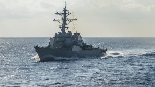 The Arleigh Burke-class guided-missile destroyer USS Ross.
