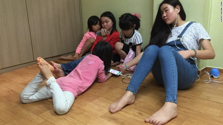 Children relax in their spare time at the Kumgang school in Seoul.