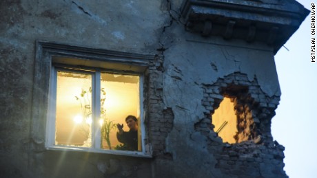 Shelling between Ukrainian troops and pro-Russian rebels leaves damage in Donetsk, Ukraine, on Monday, June 1.