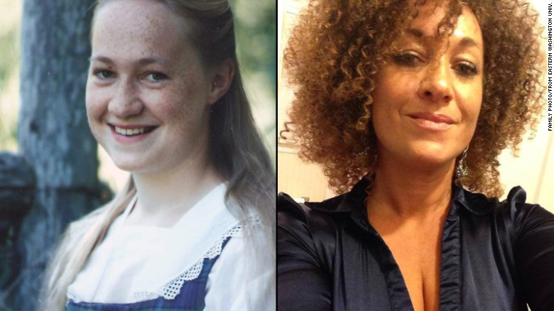 Rachel Dolezal, 37, is the head of the local chapter of the NAACP and has identified herself as African-American. But her Montana birth certificate says she was born to two people who say they are Caucasian. She is seen as a teenager at left in an old family photo and in a more recent picture from Eastern Washington University, where she teaches classes related to African-American culture.