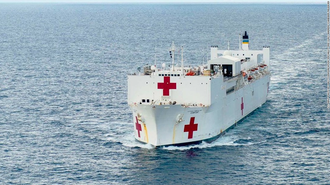 With more than 700 medical personnel, 5,000 units of blood and 12 operating rooms, the USNS Comfort is the world&#39;s biggest hospital ship.