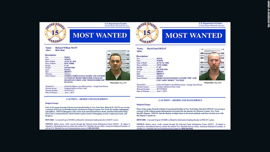 New York prison escapees added to most wanted list