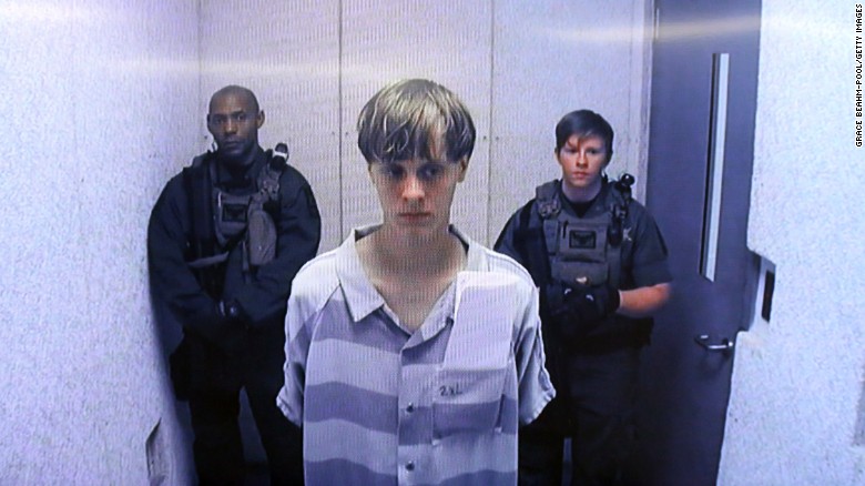 In this image from the video uplink from the detention center to the courtroom, Dylann Roof appears at a bond hearing Friday, June 19, in South Carolina. Roof is charged with nine counts of murder and firearms charges in the shooting deaths at Emanuel African Methodist Episcopal Church in Charleston, South Carolina on June 17.