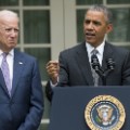 U.S. President Barack Obama speaks alongside US Vice President Joe Biden about the Supreme Court&#39;s ruling to uphold the subsidies that comprise the Affordable Care Act, known as Obamacare, in the Rose Garden of the White House in Washington, D.C., June 25, 2015. 