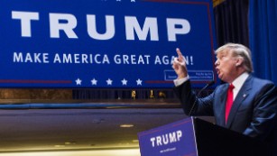 Business mogul Donald Trump announces his candidacy for the U.S. presidency at Trump Tower on Tuesday, June 16, 2015, in New York City.