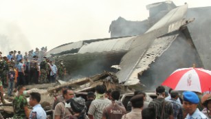 Cargo plane crashes in Indonesia