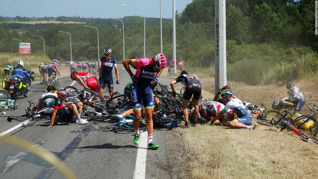 Mass pile ups in the peloton are an occupational hazard of a professional cyclist&#39;s life -- but it still hurts.