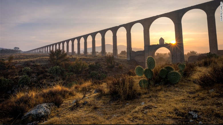&lt;strong&gt;Aqueduct of Padre Tembleque Hydraulic System, Mexico.&lt;/strong&gt; A 16th-century aqueduct between the states of Mexico and Hidalgo, this stunning canal system includes arcaded aqueduct bridges, canals, springs and distribution tanks, including the highest single-level arcade ever built in an aqueduct. UNESCO calls the hydraulic system, launched by the Franciscan friar Padre Tembleque, &quot;an example of the exchange of influences between the European tradition of Roman hydraulics and traditional Mesoamerican construction techniques, including the use of adobe.&quot;