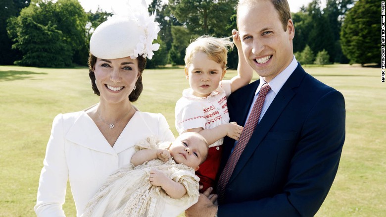 The family poses for a photo at Charlotte&#39;s christening in July.