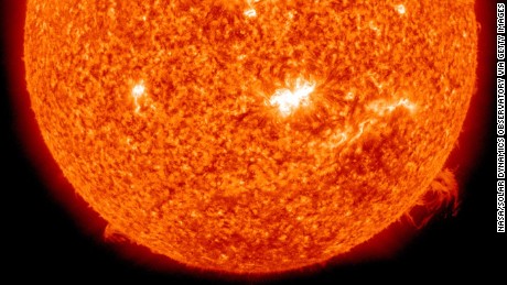 IN SPACE - FEBRUARY 15:  In a screen grab taken from a handout timelapse sequence provided by NASA / SDO, a solar spot in the centre of the Sun is captured from which the first X-class flare was emitted in four years on February 14, 2011. The images taken by NASA's Solar Dynamics Observatory (SDO) spacecraft reveal the source of the strongest flare to have been released in four years by the Sun, leading to warnings that a resulting geo-magnetic storm may cause disruption to communications and electrical supplies once it reaches the earths magnetic field.  (Image by NASA/Solar Dynamics Observatory via Getty Images)