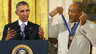 There&#39;s no precedent for revoking Bill Cosby&#39;s Presidential Medal of Freedom award, Obama said Wednesday at a White House press conference.