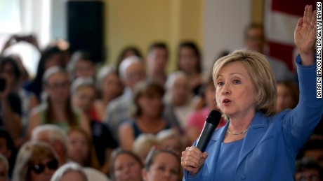 Democratic Presidential candidate Hillary Clinton speaks during a town hall event at Dover City Hall July 16, 2015 in Dover, New Hampshire.