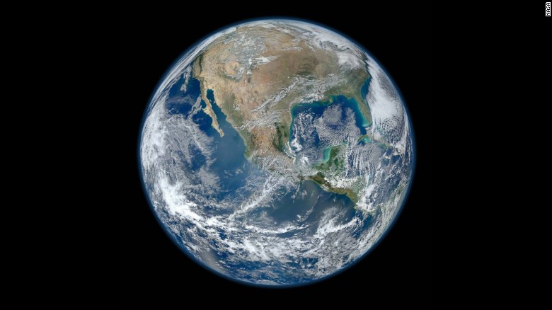 A Blue Marble image of the Earth taken from the VIIRS instrument aboard NASA&#39;s Earth-observing satellite, Suomi NPP. This composite image uses a number of swaths of the Earth&#39;s surface taken on January 4, 2012. 