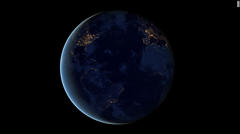 This global view of Earth&#39;s city lights is a composite assembled from data acquired by the Suomi National Polar-orbiting Partnership (Suomi NPP) satellite. The data was acquired over nine days in April 2012 and 13 days in October 2012.