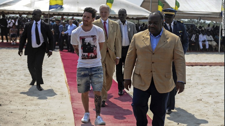 Lionel Messi was accused of dressing for the zoo rather than for meeting the country's president Ali Bongo Ondimba.