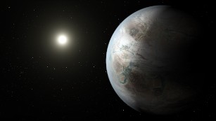 On Thursday, July 23, NASA announced the discovery of Kepler-452b, &quot;Earth&#39;s bigger, older cousin.&quot; This artistic concept shows what the planet might look like. Scientists can&#39;t tell yet whether Kepler-452b has oceans and continents like Earth.