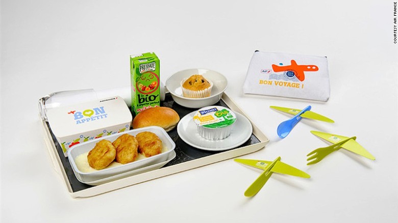 Kids flying Air France can play with their food thanks to Catalan designer Eugeni Quitllet, who created a spoon, fork and knife that can be transformed into a small model aircraft. 