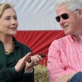 Former President Bill Clinton and his wife former Secretary of State Hillary Rodham Clinton attend the 37th Harkin Steak Fry, September 14, 2014 in Indianola, Iowa. 