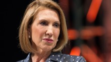 Republican presidential hopeful Carly Fiorina speaks at TechCrunch's Disrupt conference on May 5, 2015 in New York City. 