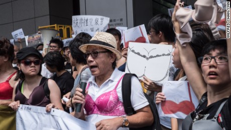 Photos: HK protesters in bras