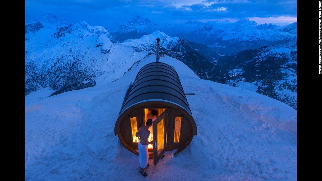 Zardini said this is &quot;a sauna at 2,800 meters high in the heart of (the) Dolomites. Monte Lagazuoi, Cortina, eastern Italian Alps.&quot;