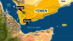 Aden is on Yemen&#39;s southern coast, across the Gulf of Aden from Somalia.