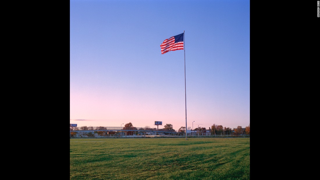 An American flag in Detroit