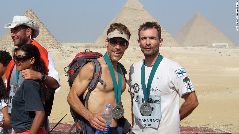 Karzanes (left) during the Sahara leg of the 4 Deserts Race, in 2008.