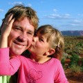 Steve Irwin poses with his daughter Bindi Irwin October 2, 2006 in Uluru, Australia.