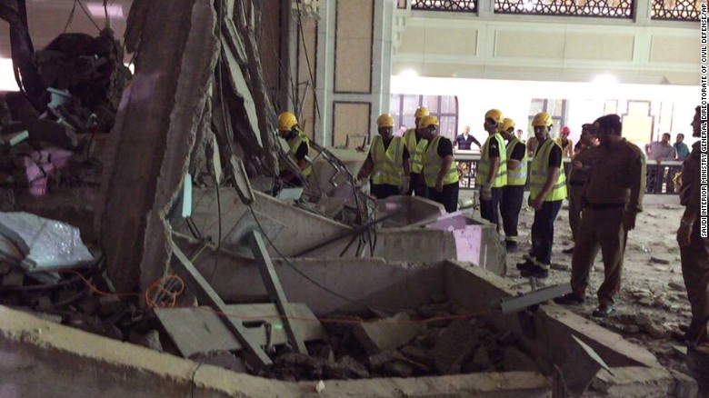 Civil Defense Personnel Inspect The Damage At The Mosque.
