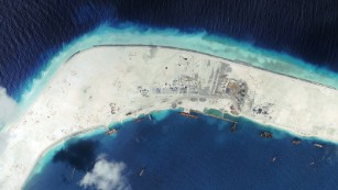 This satellite image taken on September 8, 2015 shows Mischief Reef in the South China Sea.