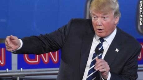 Republican presidential candidate businessman Donald Trump speaks during the CNN Republican presidential debate at the Ronald Reagan Presidential Library and Museum on Wednesday, Sept. 16, 2015, in Simi Valley, Calif. (AP Photo/Mark J. Terrill)