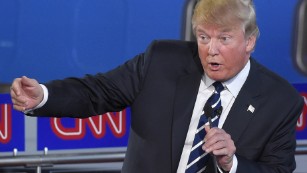 Republican presidential candidate businessman Donald Trump speaks during the CNN Republican presidential debate at the Ronald Reagan Presidential Library and Museum on Wednesday, Sept. 16, 2015, in Simi Valley, Calif. (AP Photo/Mark J. Terrill)