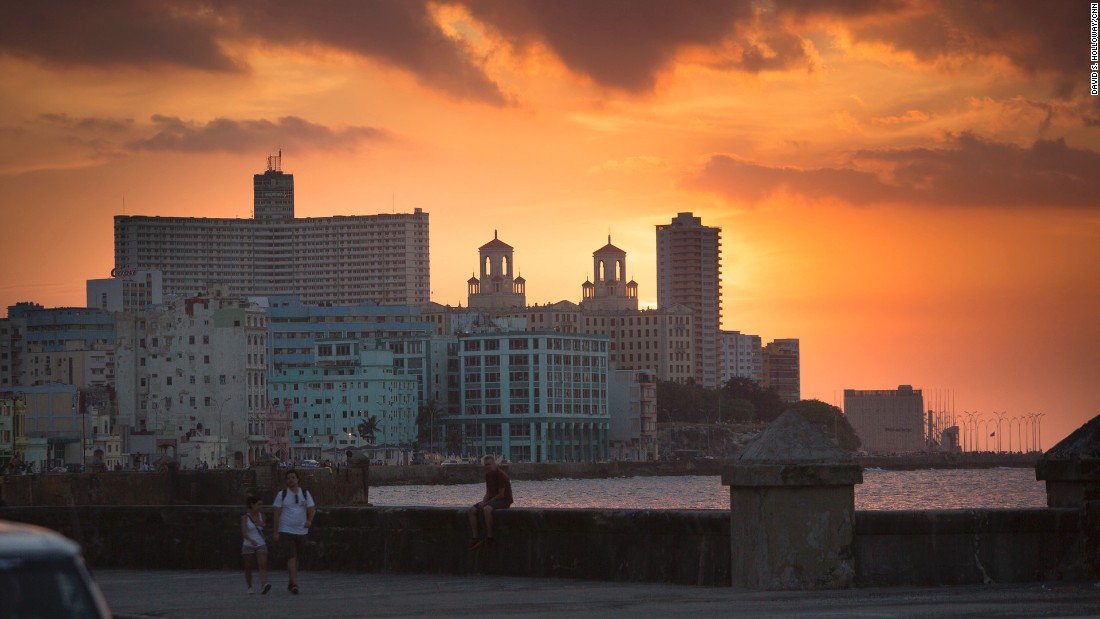 The sun sets over Havana.