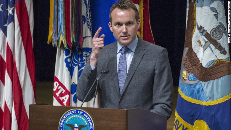 Eric Fanning delivers remarks during the 2013 Lesbian Gay Bisexual Transgender Pride Month Ceremony at the Pentagon Auditorium on June 25, 2013 in Washington.