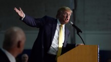 Republican Presidential candidate Donald Trump speaks during a town hall event at Rochester Recreational Arena September 17, 2015 in Rochester, New Hampshire.