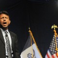 Republican Presidential hopeful and Louisiana Gov. Bobby Jindal speaks at the Iowa Faith & Freedom Coalition 15th Annual Family Banquet and Presidential Forum held at the Iowa State fairgrounds on September 19, 2015 in Des Moines, Iowa. 