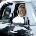 JOINT BASE ANDREWS, MD - SEPTEMBER 22:   (AFP OUT) Pope Francis departs in a Fiat after arriving from Cuba September 22, 2015 at Joint Base Andrews, Maryland. Francis will be visiting Washington, New York City and Philadelphia during his first trip to the United States as Pope.  (Photo by Olivier Douliery-Pool/Getty Images)