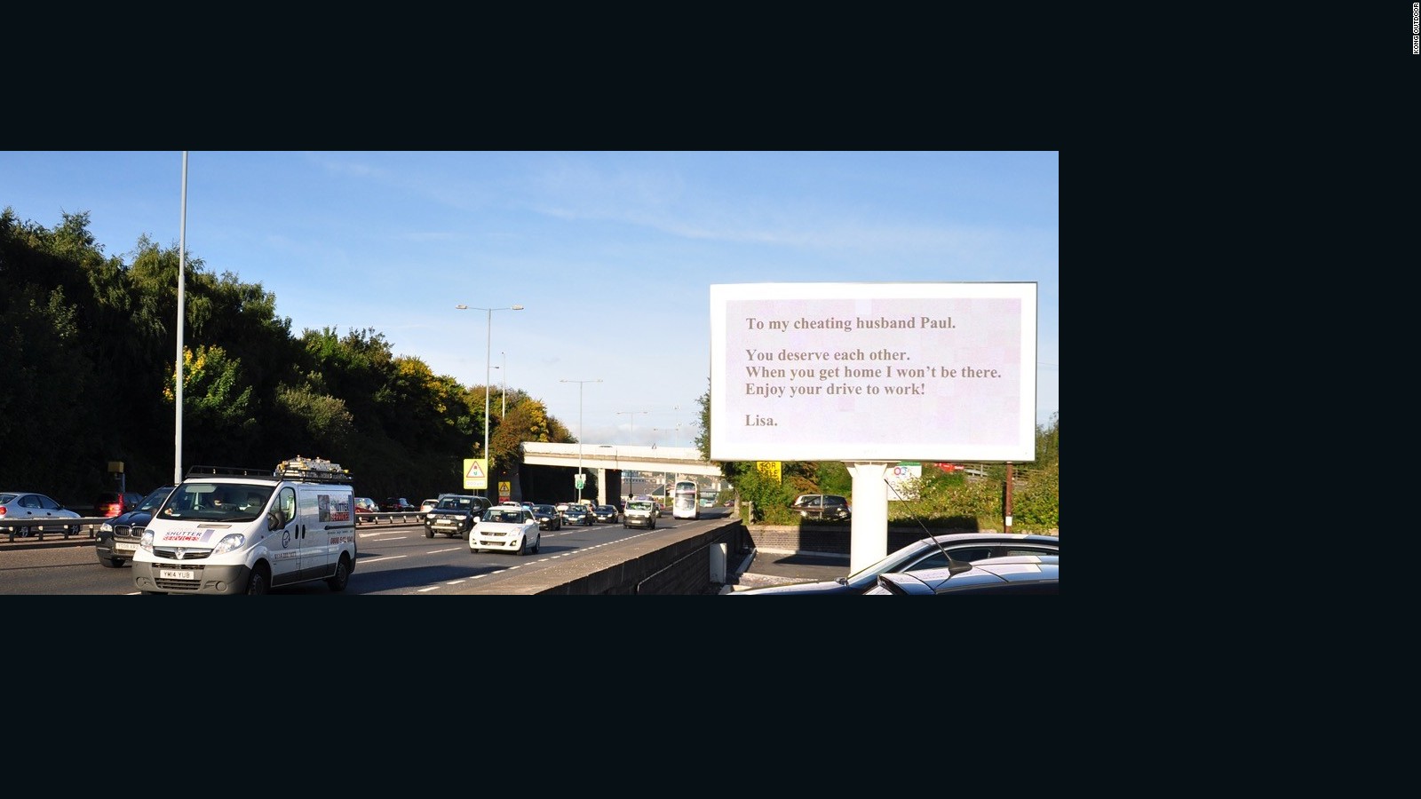 The hard hitting billboard sign was positioned alongside a busy highway in Sheffield, northern England.