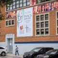 People walk outside Our Lady Queen of Angels School, where Pope Francis is scheduled to visit, Tuesday, Sept. 22, in New York. 