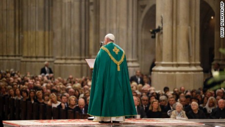 Pope Francis speaks during vespers Thursday night.