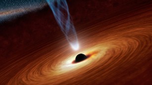 This artist&#39;s concept illustrates a supermassive black hole with millions to billions times the mass of our sun.