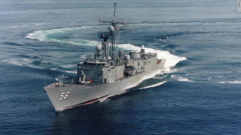 130416-N-ZZ999-203
WASHINGTON (April 16, 2013) An undated file photo of a port bow view of the guided-missile frigate USS Simpson (FFG 56) underway off the coast of New England prior to its commissioning. Simpson was one of several ships that participated in Operation Praying Mantis, which was launched after the guided-missile frigate USS Samuel B. Roberts (FFG-58) struck an Iranian mine on April 14, 1988. (U.S. Navy photo courtesy of Bath Iron Works/Released)