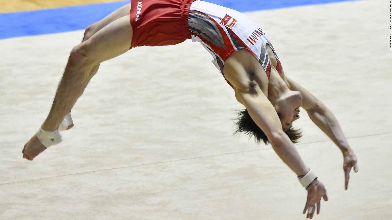Kohei Uchimura competing in the Floor Exercise at the All Japan Artistic Gymnastics Individual All Around Championships in Tokyo earlier this year.