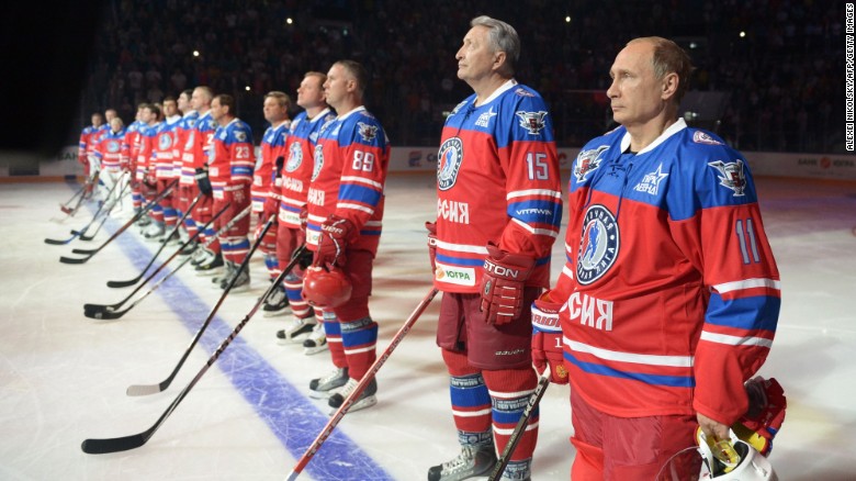 While his nation waded deeper into the Syrian civil war, Russian President Vladimir Putin, right, spent his 63rd birthday on the ice Wednesday, October 7, playing hockey with NHL stars and various Russian officials and tycoons in Sochi. For years, Russia&#39;s leader has cultivated a populist image in the Russian media.