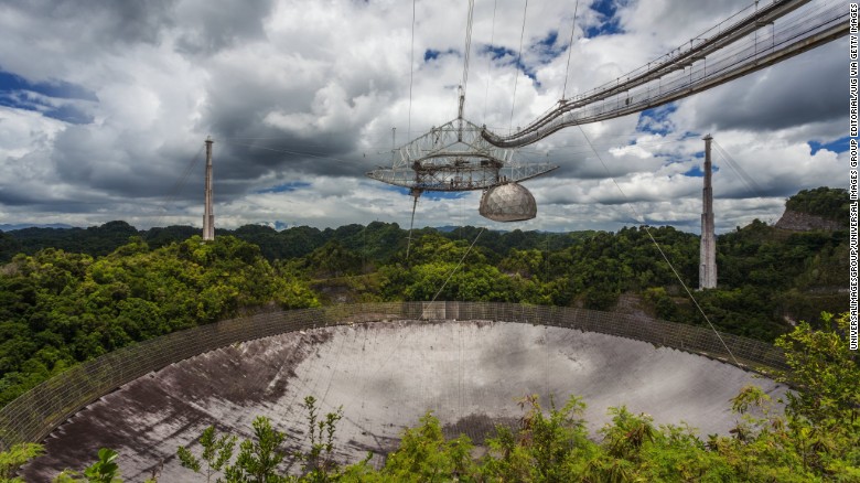 The current largest single-dish radio telescope, the Arecibo Observatory, Arecibo, Puerto Rico. 