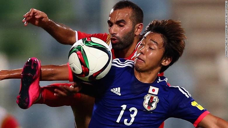 Syria's unbeaten run in qualifying for the 2018 World Cup was ended by Japan in Seeb, Oman. After, failing to break the deadlock in the first-half, Japan scored three times in 15 second-hlaf minutes to move above Syria and to the top of Group E.<br />
