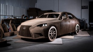 The life-sized origami-inspired Lexus IS replica took a team of five three months to build