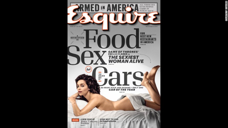 British actress Emilia Clarke appears on the cover of the November issue of Esquire.