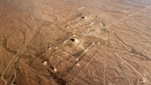 This remarkable photo shows the ancient tombs at the foot of the Helan Mountains in northwest China.